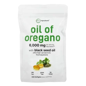 Frasco de suplemento Aceite de orégano para defensas, digestión y respiración saludable