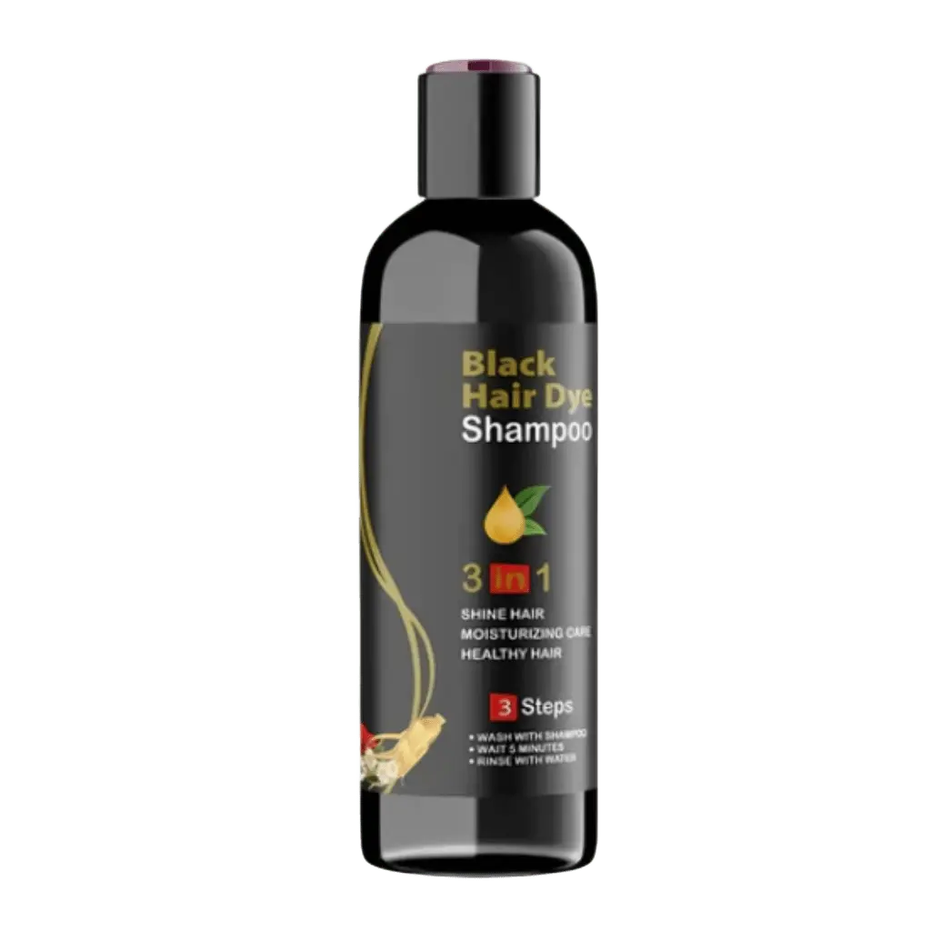 Frasco de tinte para cabello negro con fórmula de larga duración