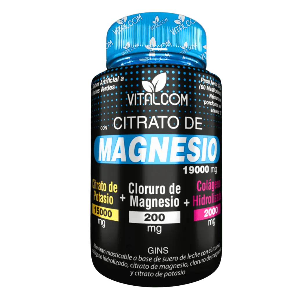 Frasco de suplemento Citrato de Magnesio para energía, huesos y relajación