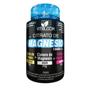 Frasco de suplemento Citrato de Magnesio para energía, huesos y relajación
