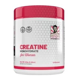 Frasco de creatina monohidratada para mujeres