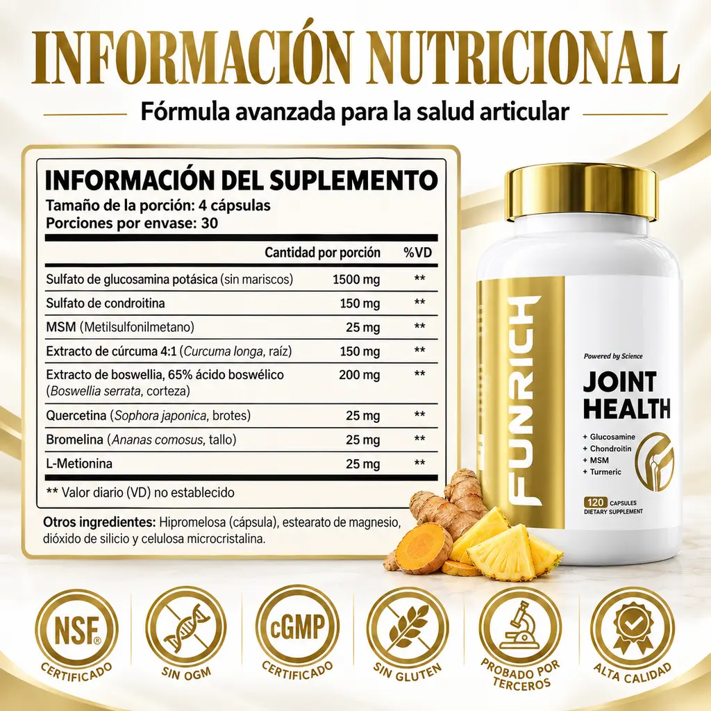 Tabla de información nutricional y componentes de Funrich Herbal