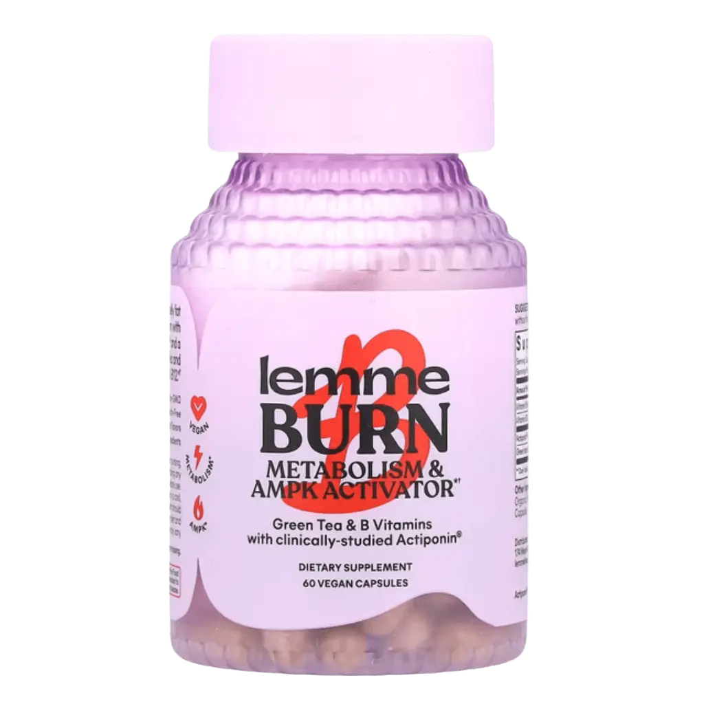 Frasco de suplemento Lemme Burn para metabolismo y quema de grasa