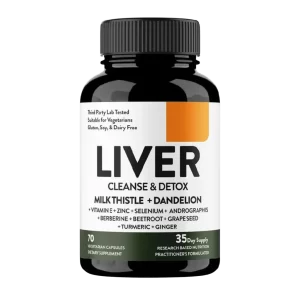 Frasco de suplemento Liver Cleanse & Detox para desintoxicación y protección del hígado