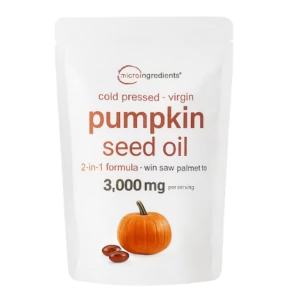 Frasco de suplemento Semilla de Calabaza 3000mg para salud prostática y bienestar general