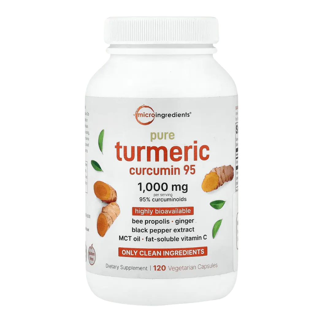 Frasco de suplemento Turmeric Curcumin 95 para articulaciones y movilidad