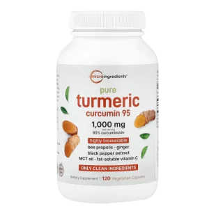 Frasco de suplemento Turmeric Curcumin 95 para articulaciones y movilidad