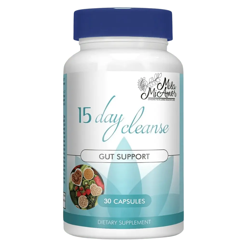 Frasco de suplemento 15 Day Cleanse para limpieza digestiva y regularidad intestinal