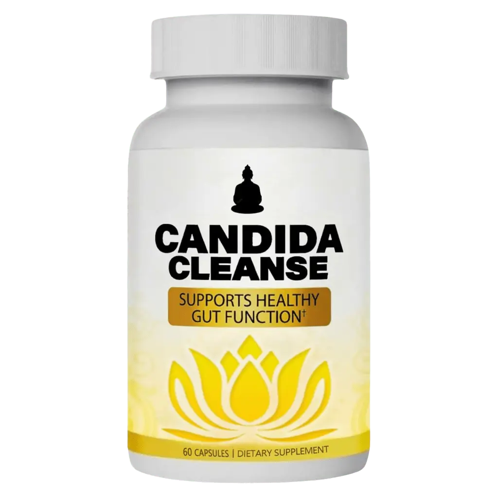 Frasco de suplemento Candida Cleanse para combatir Candida albicans y restaurar el equilibrio intestinal