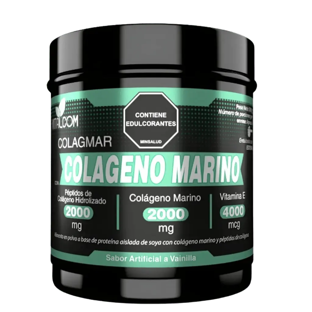 Frasco de suplemento Colágeno Marino para belleza y salud articular