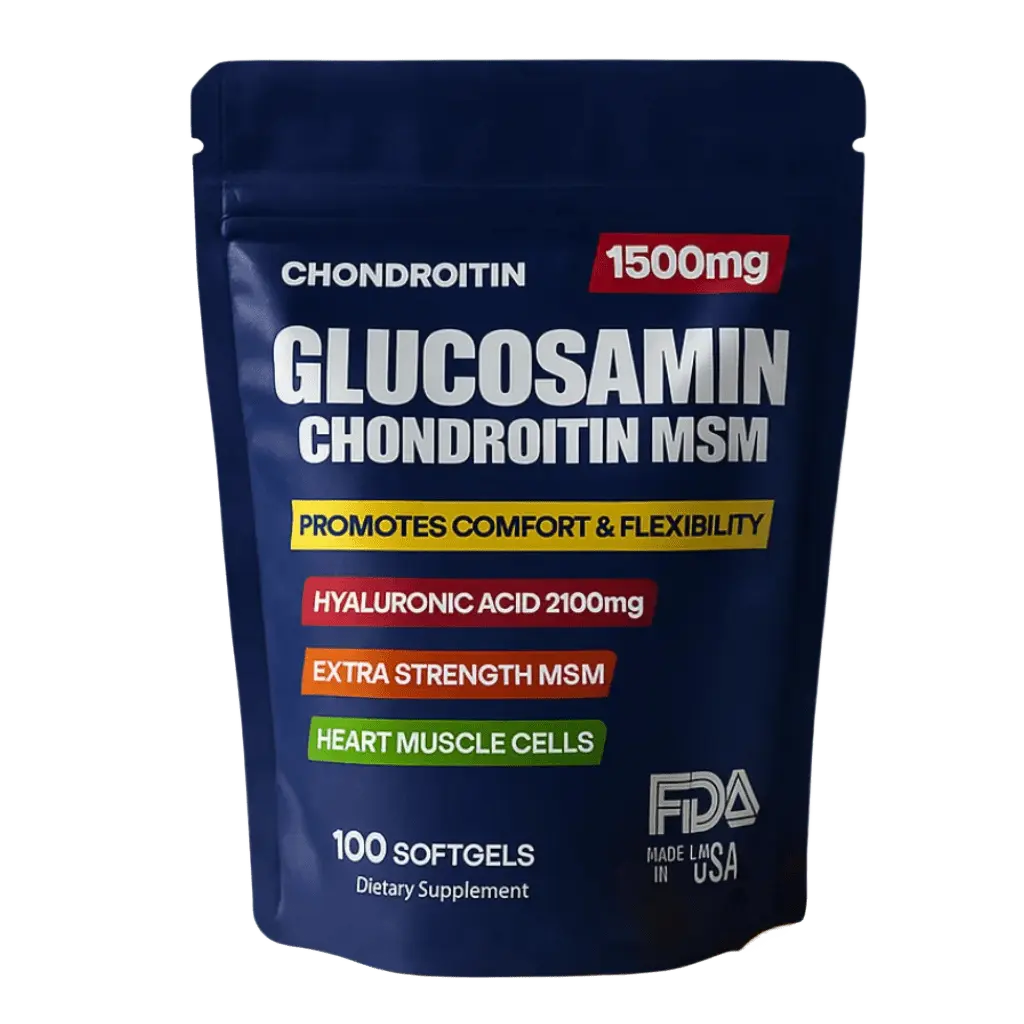 Frasco de suplemento Glucosamin Chondroitin MSM para articulaciones y movilidad