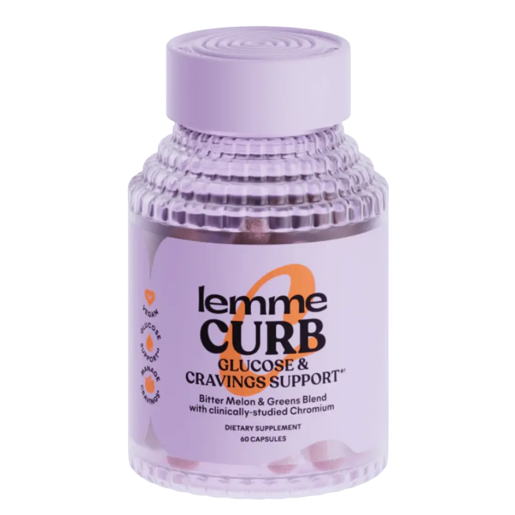 Frasco de cápsulas Lemme Curb con vinagre de manzana, fibra natural y extractos funcionales para controlar antojos y mantener energía estable