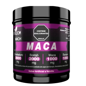 Frasco de suplemento Mach Maca para energía, rendimiento físico y deseo sexual