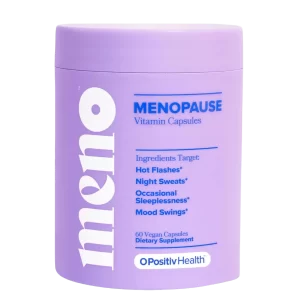 Frasco de vitaminas para la menopausia MENOPAUSE Capsules OPositiv Health para sofocos, sudores nocturnos y bienestar femenino