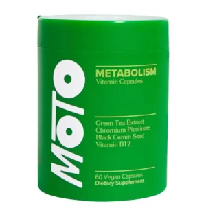 Frasco de cápsulas Moto Metabolism para activar metabolismo y aumentar energía natural