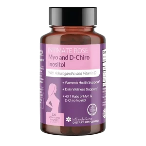 Frasco de suplemento Myo & D-Chiro Inositol Intimate Rose para salud hormonal y fertilidad