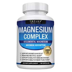 Frasco de suplemento Advanced Magnesium 8 en 1 Complex de Abyavita para mejorar el sueño y la energía