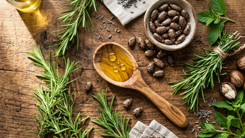 Ingredientes botánicos naturales, romero fresco y aceite puro de batana para fortalecer la fibra capilar