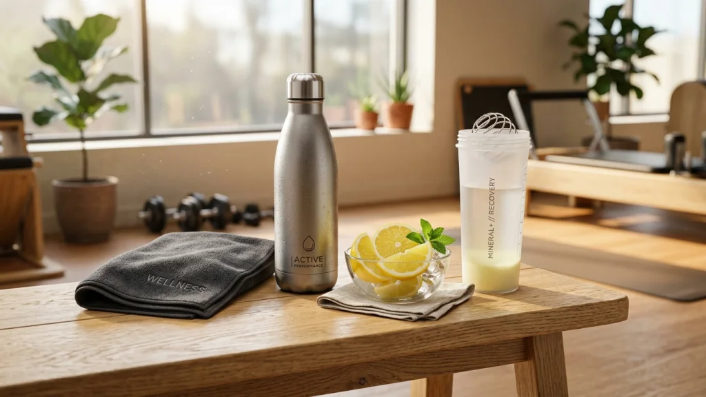 Elementos deportivos y nutricionales para combinar creatina y magnesio