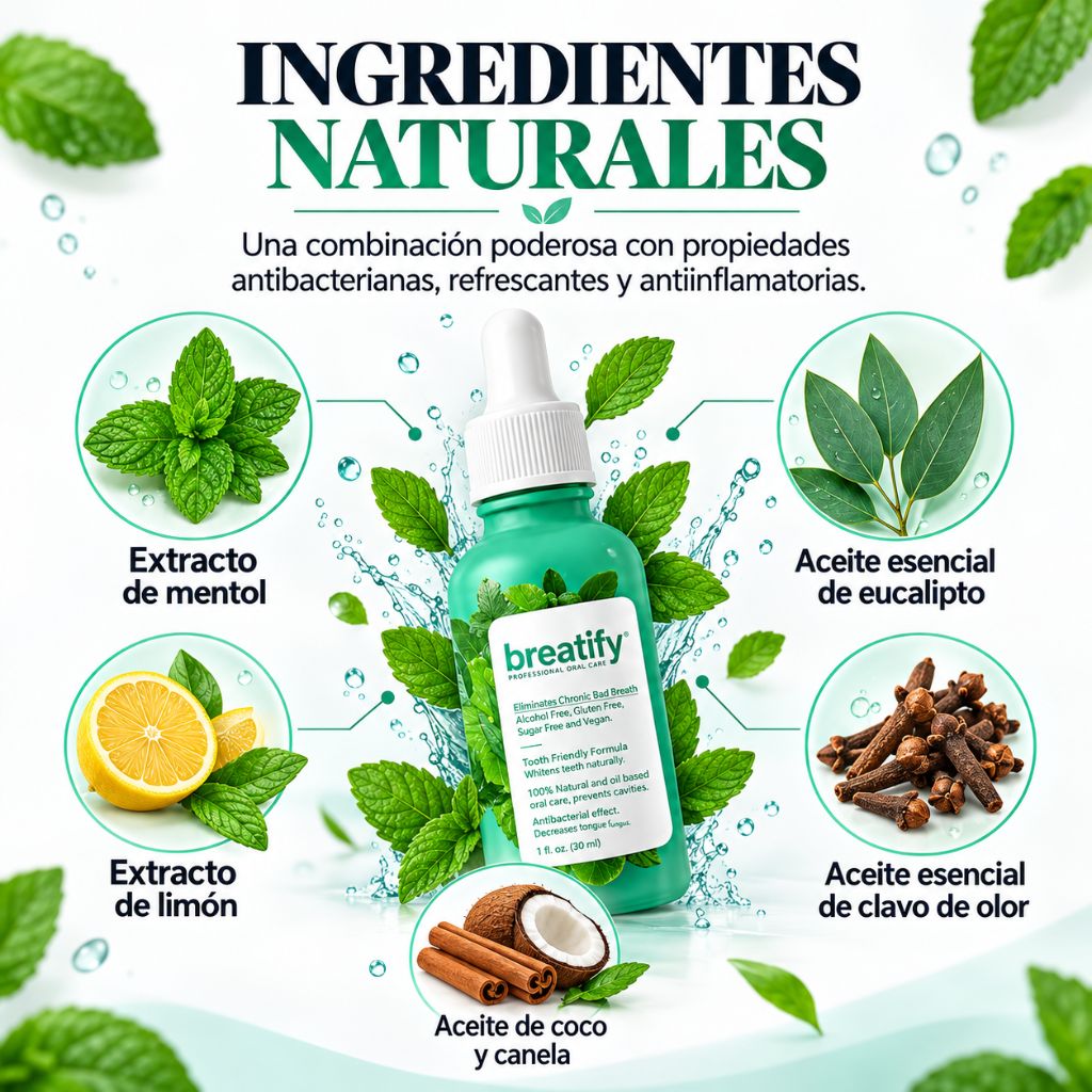 Ingredientes naturales de Breatify gotas para el mal aliento