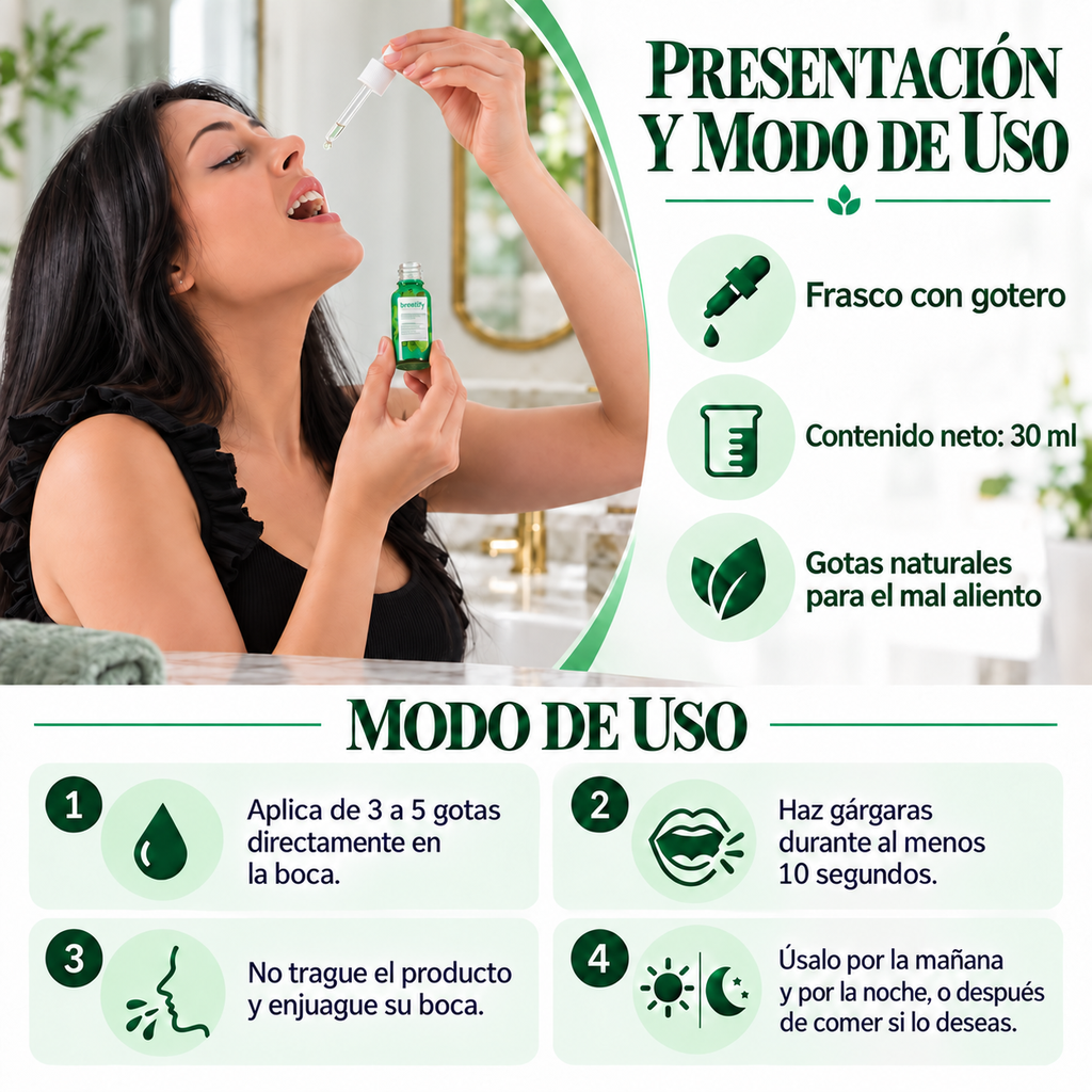 Presentación en gotas líquidas y modo de uso de Breatify